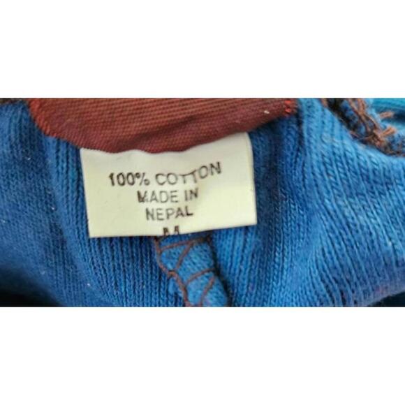 K.P.C. Women's Handmade Bohemian Embroidered Stonewash Blue Floral Pants Medium - Picture 9 of 11